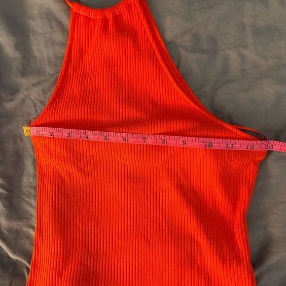 The Range Red Ribbed Knit One Shoulder Bodysuit Top Size Small - Picture 6 of 8